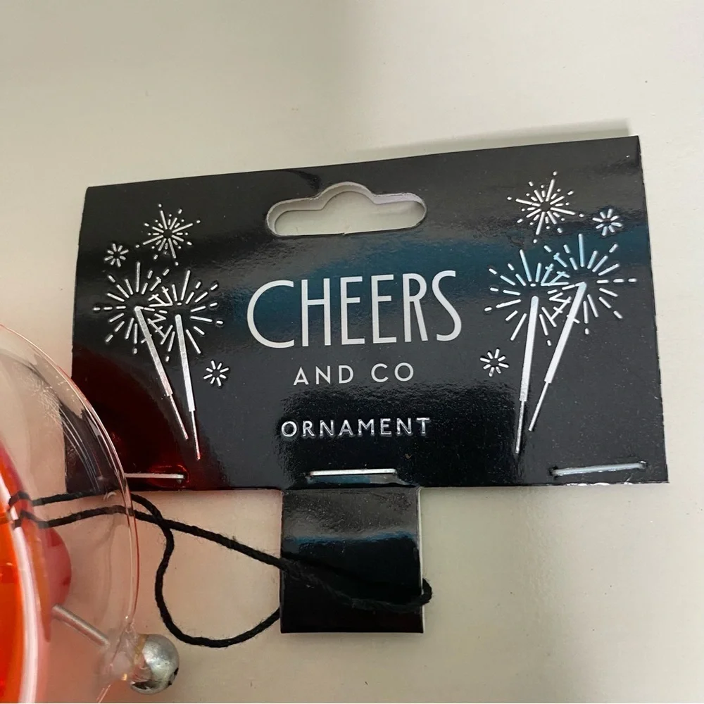 Cocktail Glass Christmas Tree Ornament with red Cherries Nwt